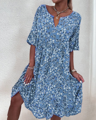 Robe à imprimé floral pour femme - Coupe mi-longue