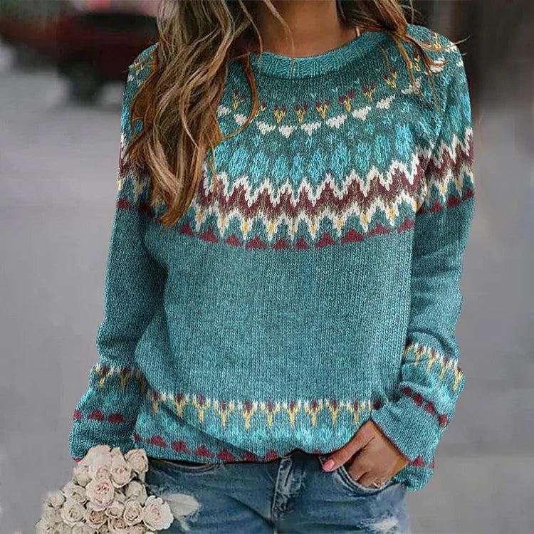 Sienne | Pull rétro à motif vagues