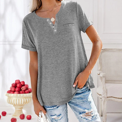 Henley | Top ample - T-shirt décontracté avec boutons