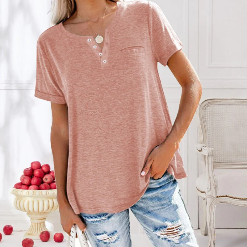 Henley | Top ample - T-shirt décontracté avec boutons