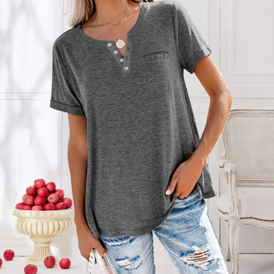 Henley | Top ample - T-shirt décontracté avec boutons