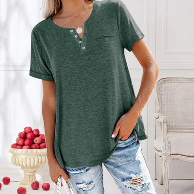 Henley | Top ample - T-shirt décontracté avec boutons
