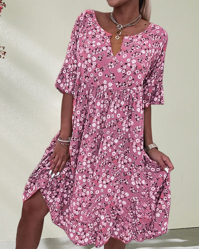Robe à imprimé floral pour femme - Coupe mi-longue