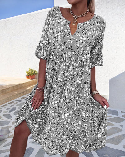 Robe à imprimé floral pour femme - Coupe mi-longue