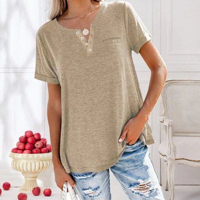 Henley | Top ample - T-shirt décontracté avec boutons