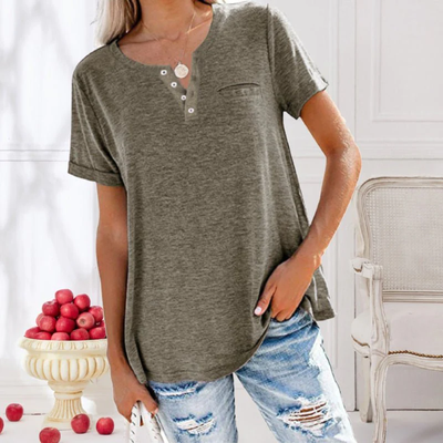 Henley | Top ample - T-shirt décontracté avec boutons