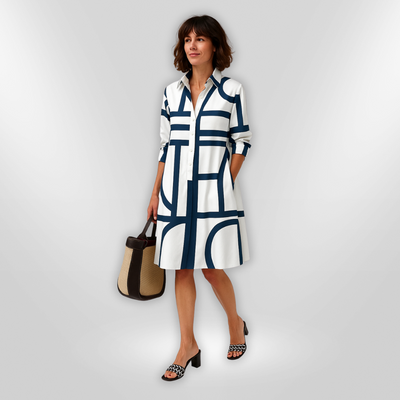 Valérie | Robe Midi avec Motif Géométrique