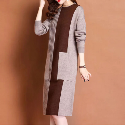 THEADORA - Robe Tricotée Élégante à Col Semi-Roulé pour Femmes
