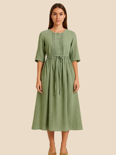 Robe en Lin Verte | Élégance Naturelle | Légère & Respirante
