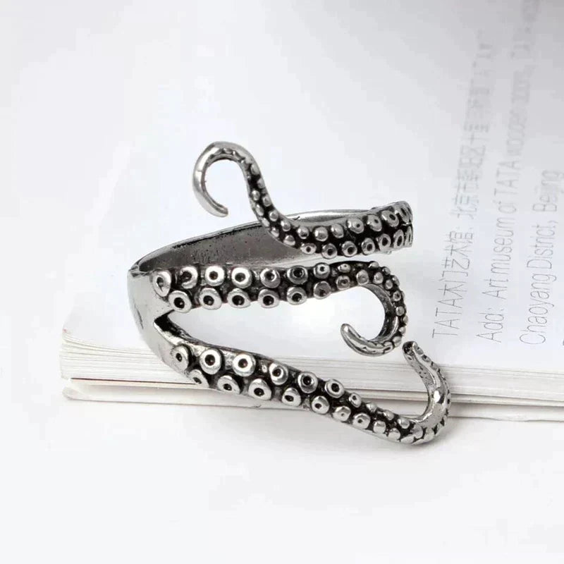 Bague en argent réglable avec tentacules