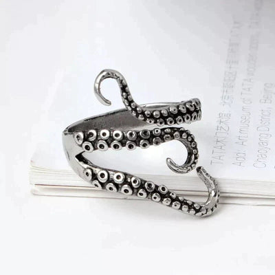 Bague en argent réglable avec tentacules