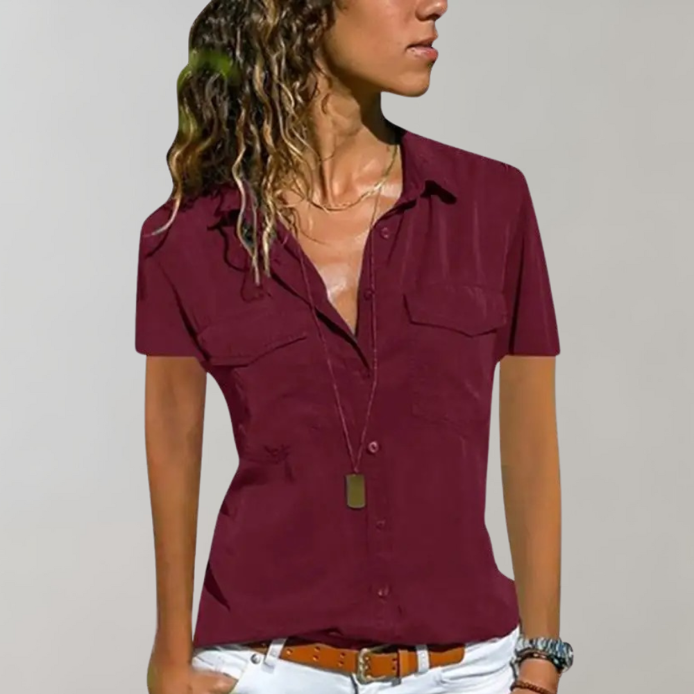 Aurora | Chemisier Manches Courtes Pour Femme | Simple