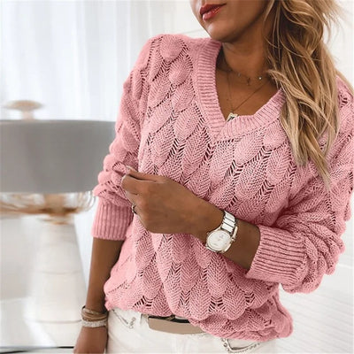 Pull Col V Élégant En Coton