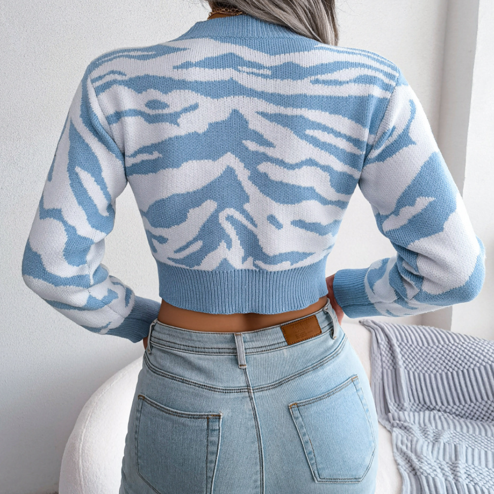MARILYN - Pull Tricoté Écourté Tendance pour Femme