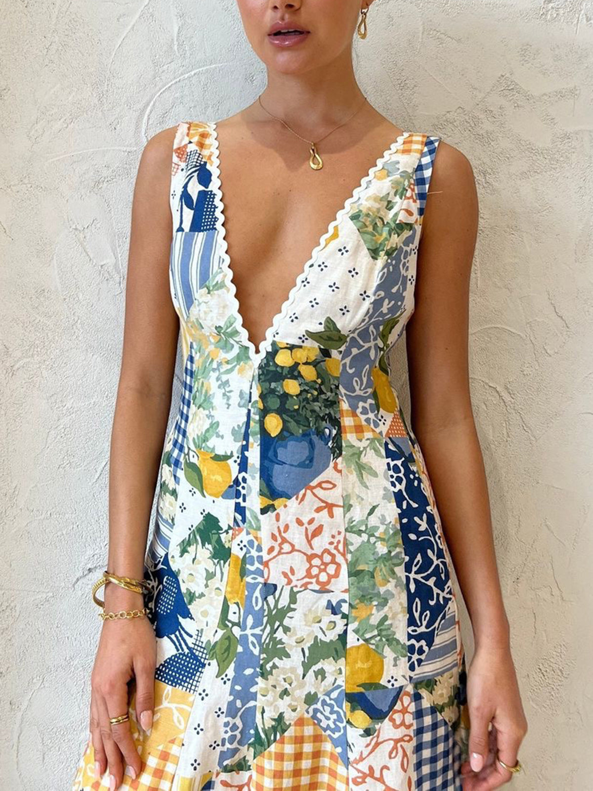 Robe Longue Patchwork Coloré | Élégance Estivale | Légère et Fluide