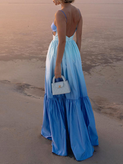 Robe longue dos nu à découpes