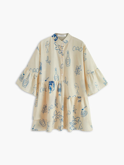 Robe courte oversize avec imprimé soleil