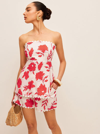 Ensemble haut bustier fleuri avec short