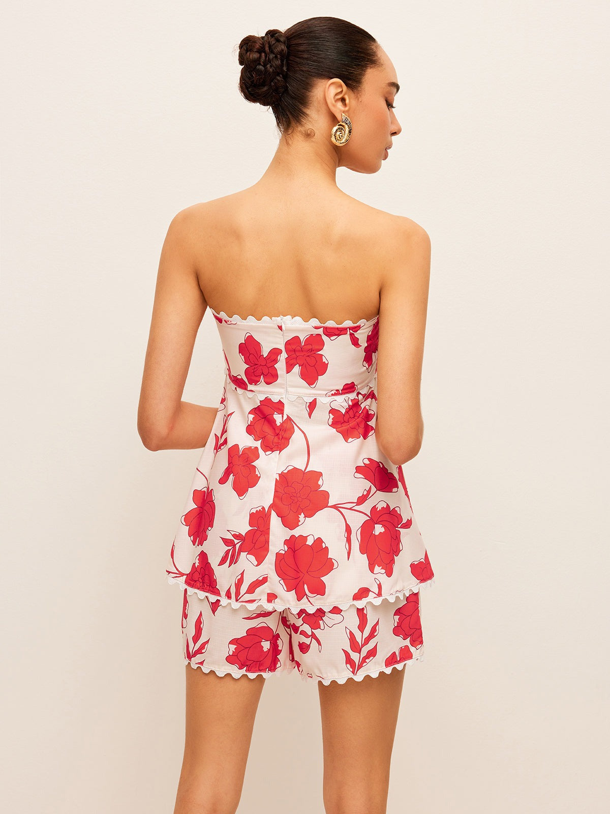 Ensemble haut bustier fleuri avec short