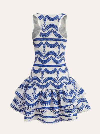 Robe sans manches brodée à volants