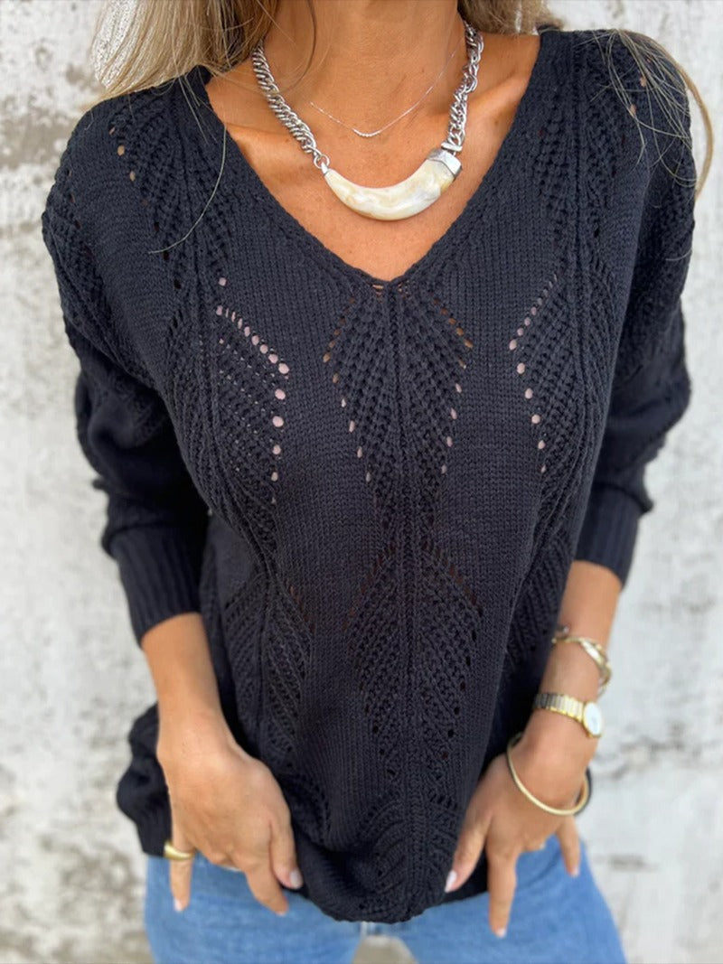 Pull à boutons réversibles en tricot à feuilles