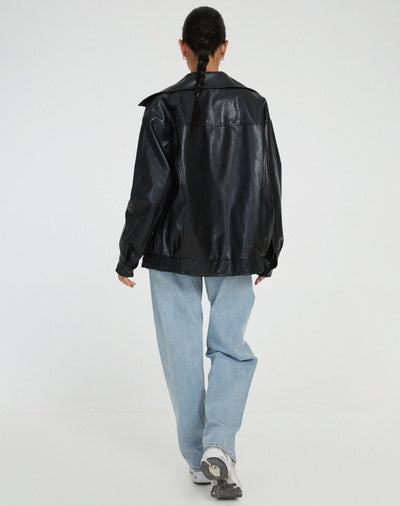 Veste Oversize en Simili Cuir | Style Décontracté | Veste Polyvalente