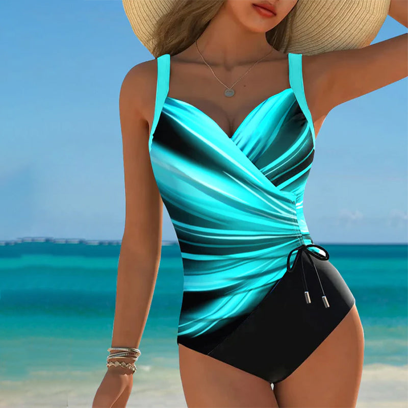 Maillot de bain Une pièce Contrasté avec Lacets