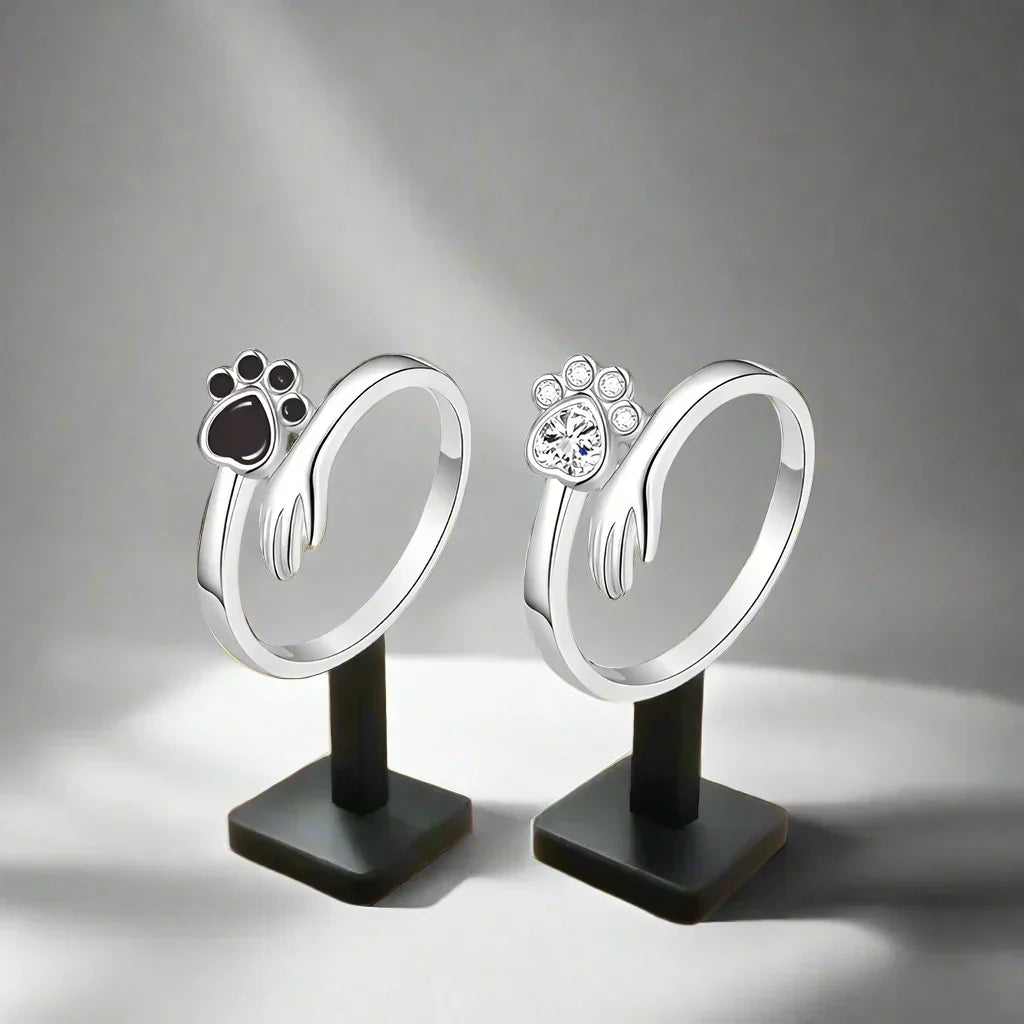 Bague en Argent 925 Ajustable avec Motif Main et Patte – Mara