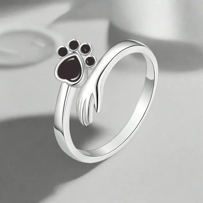 Bague en Argent 925 Ajustable avec Motif Main et Patte – Mara