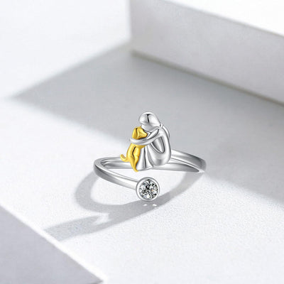 Bague en Argent 925 avec Design Émotionnel de Femme et Chien – Nayeli