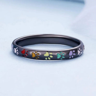 Bague en Argent 925 avec Empreinte de Patte Émaillée – Sena