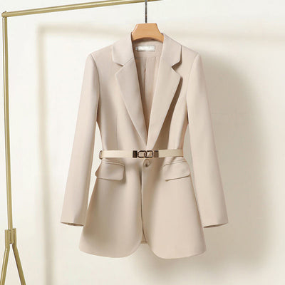 Blazer femme – Coupe décontractée – Taille cintrée – Ceinture boucle métal – Une boutonnière