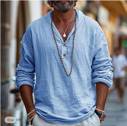 Homme Henley Manche Longue T-shirt – Duane