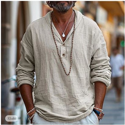 Homme Henley Manche Longue T-shirt – Duane