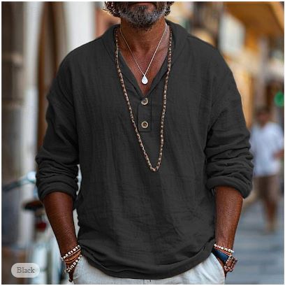 Homme Henley Manche Longue T-shirt – Duane