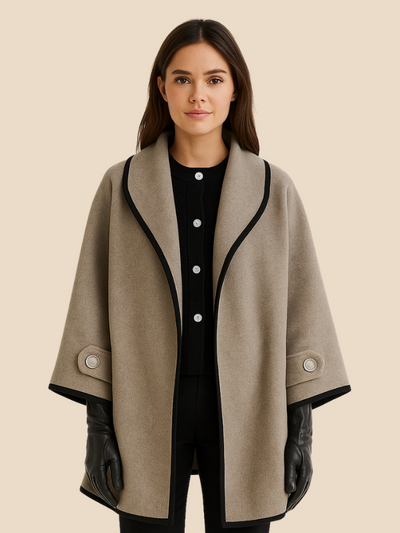 Cape Chic | Laine Mélangée | Détail Contrasté