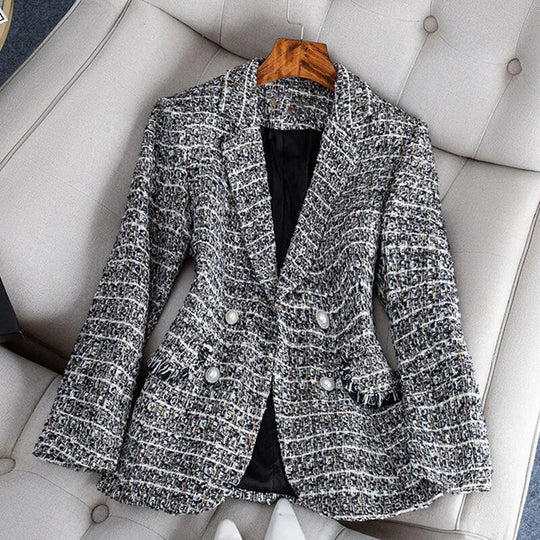 Blazer Femme – Coupe Cintrée – Tissu Texturé Haut de Gamme – Double Boutonnage