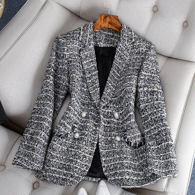 Blazer Femme – Coupe Cintrée – Tissu Texturé Haut de Gamme – Double Boutonnage