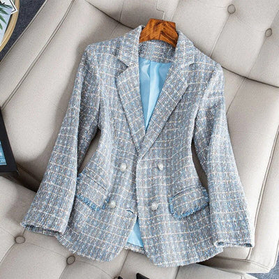 Blazer Femme – Coupe Cintrée – Tissu Texturé Haut de Gamme – Double Boutonnage