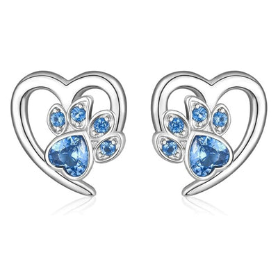 Boucles d'oreilles en forme de cœur incrusté de pattes de chien - Livia