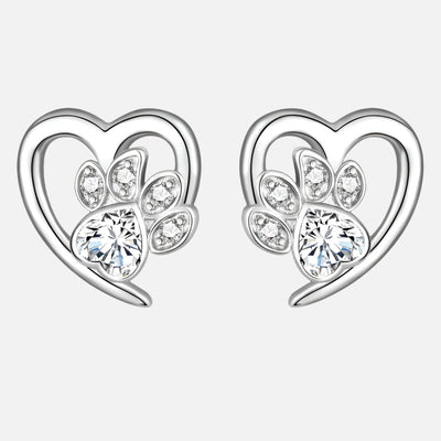 Boucles d'oreilles en forme de cœur incrusté de pattes de chien - Livia