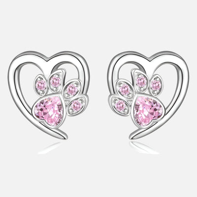 Boucles d'oreilles en forme de cœur incrusté de pattes de chien - Livia