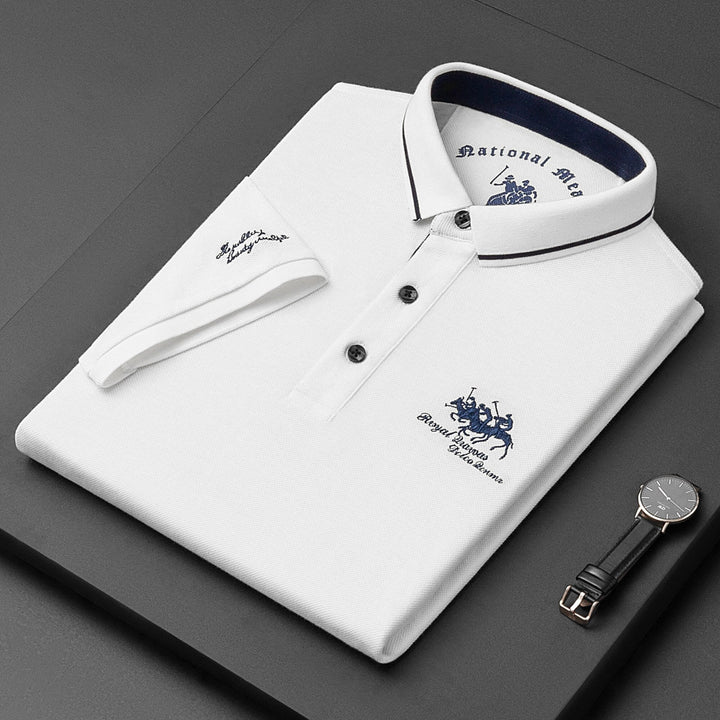 Polo homme – Maille douce – Coupe régulière – Col contrasté – Détails brodés