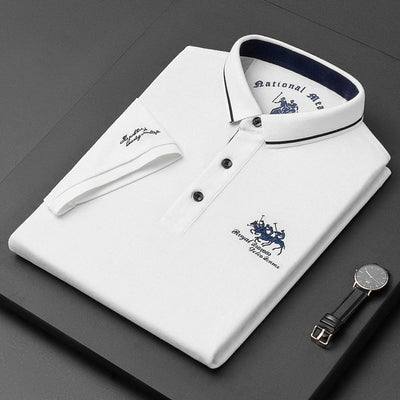 Polo homme – Maille douce – Coupe régulière – Col contrasté – Détails brodés