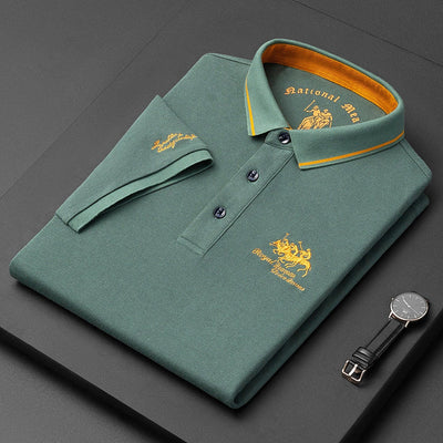 Polo homme – Maille douce – Coupe régulière – Col contrasté – Détails brodés