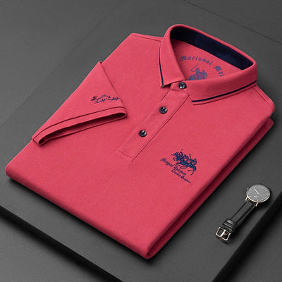 Polo homme – Maille douce – Coupe régulière – Col contrasté – Détails brodés