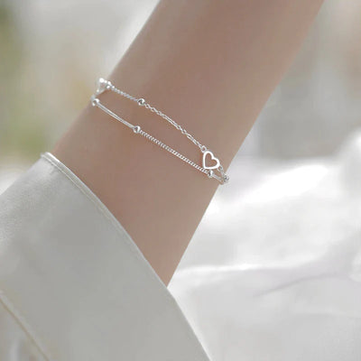 Bracelet Ajustable de Cœur en Argent