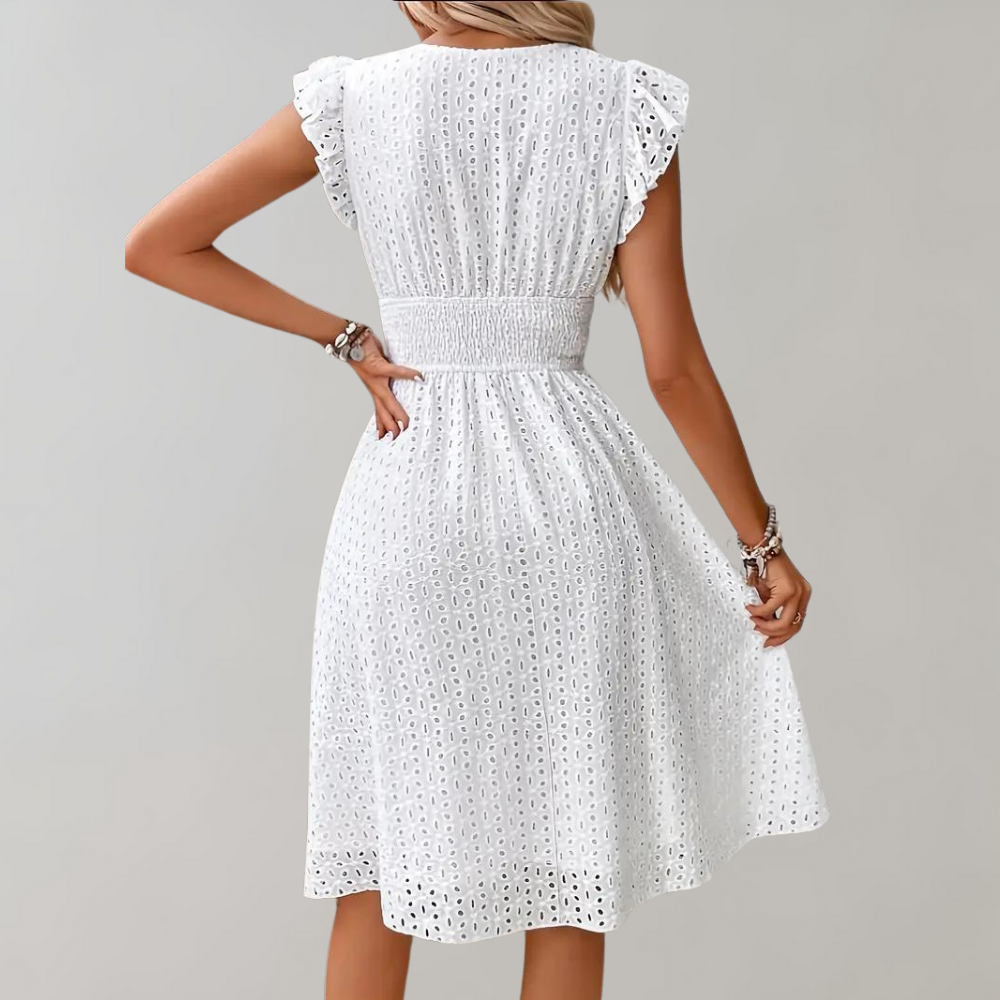 Reine - Robe D'Été Courte Blanche En Coton