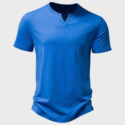 T-shirt homme – Coupe régulière – Soft knit – Col Henley – Manches courtes respirantes