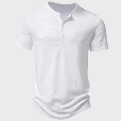 T-shirt homme – Coupe régulière – Soft knit – Col Henley – Manches courtes respirantes